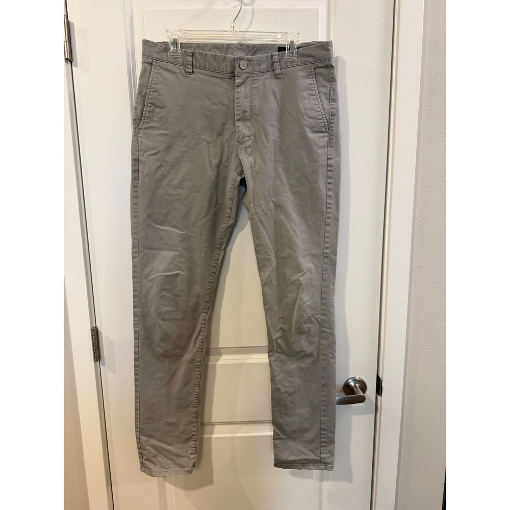 Bonobos Mens Grey Slim Tapered Chino Pants 34x34 Business Casual Cotton Trousers